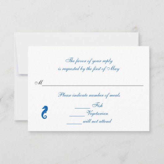 "タツノオトシゴ平静"のRsvpか応答カード 出欠カード (正面)