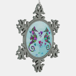 タツノオトシゴ愛雪片のオーナメント スノーフレークピューターオーナメント