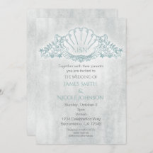 タツノオトシゴ & サザエ ビーチ ウェディング 招待状