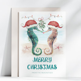 タツノオトシゴ サンタ ミストルtoe キス 海岸のクリスマス シーズンカード