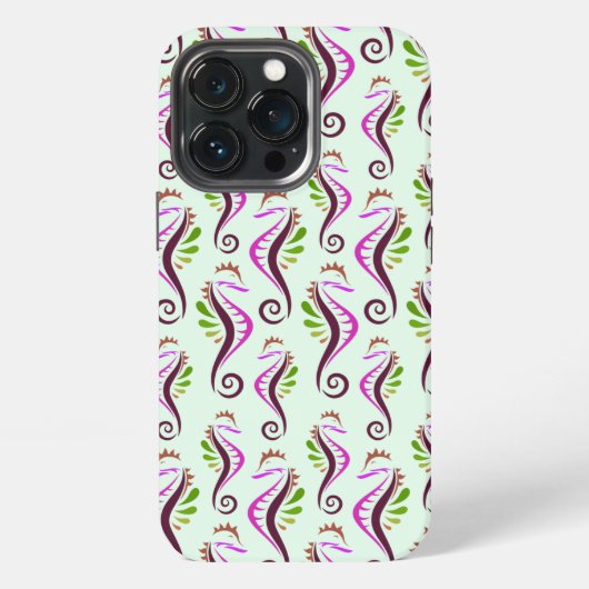 タツノオトシゴ シームレス パターン iPhoneケース (裏面)