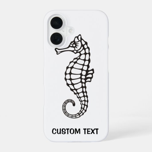 タツノオトシゴ ブラック iPhone 16ケース (裏面)