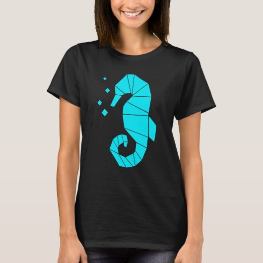 タツノオトシゴ ポリゴン 水生 海の動物 魚 タツノオトシゴ Tシャツ (正面)
