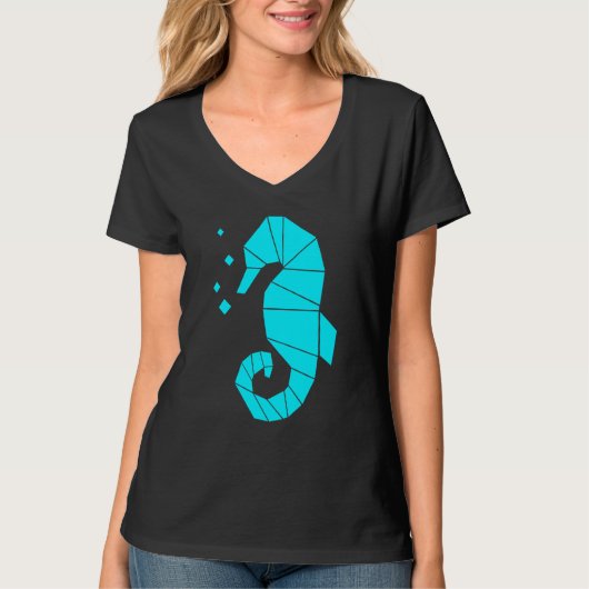タツノオトシゴ ポリゴン 水生 海の生き物 魚類 タツノオトシゴ Tシャツ (正面)