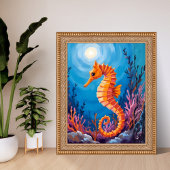 タツノオトシゴ | 海の生き物 サンゴ礁 水彩画 ポスター