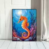 タツノオトシゴ | 海の生き物 サンゴ礁 水彩画 ポスター
