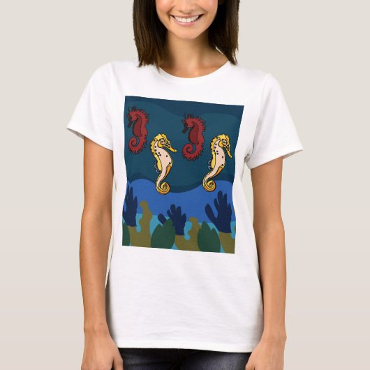 タツノオトシゴ 海の生物 海の魚 動物 Tシャツ (正面)