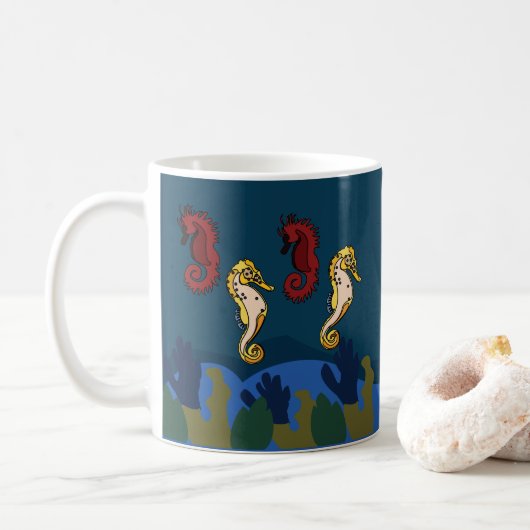 タツノオトシゴ 海底 海 ビーチ コーヒーマグカップ (ドーナツ)