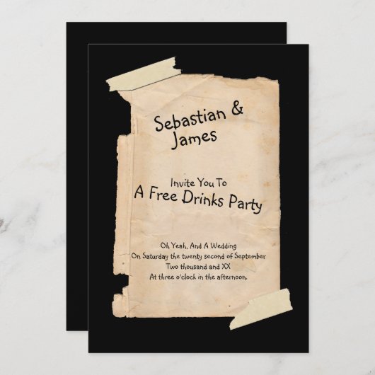 タティおもしろい紙ユーモア結婚ズ 招待状 (正面/裏面)