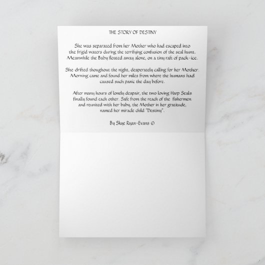 タテゴトアザラシ及び物語の野性生物の芸術の挨拶状 カード (内部)