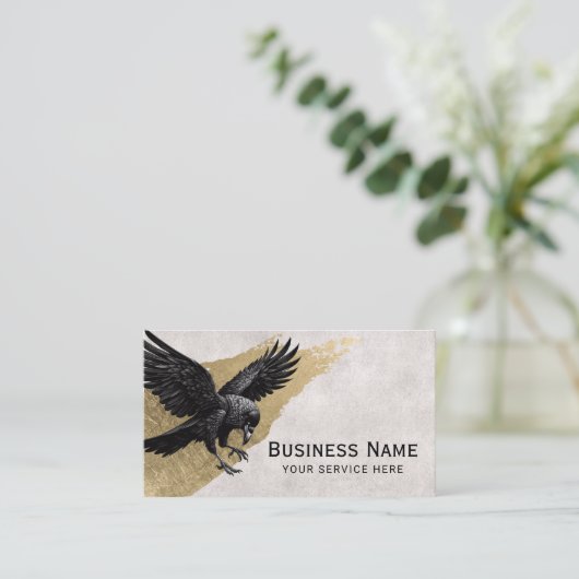 タトゥオールドブラッククロウ金ゴールドブラシストロークヴィンテージ 名刺 (スタンド正面)