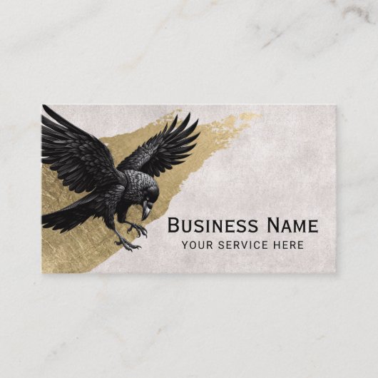 タトゥオールドブラッククロウ金ゴールドブラシストロークヴィンテージ 名刺 (正面)