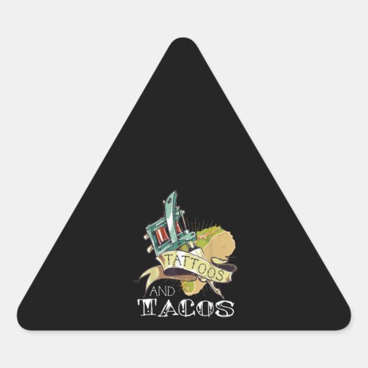 タトゥーおもしろいとタコスのタトゥー&タコス愛好家 三角形シール (正面)