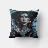 タトゥーかわいらしハローウィンパーティ付きゴシック様式の魔女 クッション (裏面)