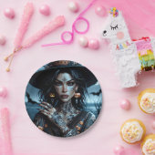 タトゥーかわいらしハローウィンパーティ付きゴシック様式の魔女 ペーパープレート (パーティー)