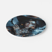 タトゥーかわいらしハローウィンパーティ付きゴシック様式の魔女 ペーパープレート (アングル)