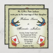 タトゥーかわいらし結婚式招待状ベガススタイル 招待状 (正面/裏面)