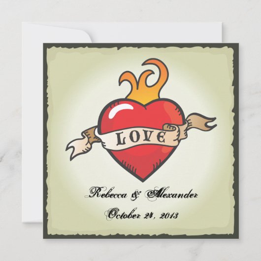 タトゥーかわいらし結婚式招待状ベガススタイル 招待状 (裏面)