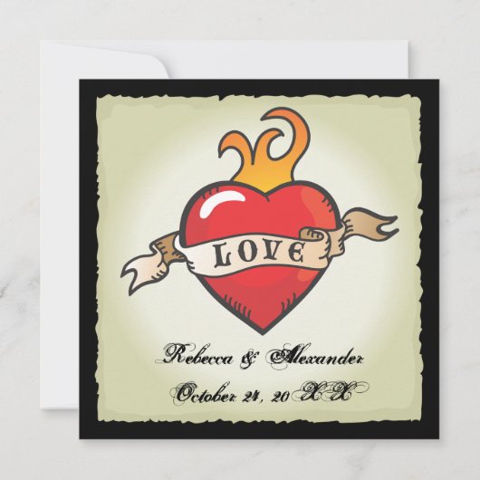 タトゥーかわいらし結婚式招待状 招待状 (裏面)