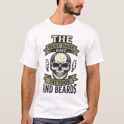 タトゥーとあごひげのドクロTシャツ_1 Tシャツ (正面)
