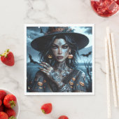 タトゥーとゴシックな魔女のハロウィンパーティー スタンダードランチョンナプキン (インサイチュ)