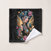 タトゥーとバラ2 バスタオルセット (ウォッシュタオル)