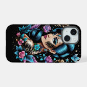 タトゥーとバラ iPhone 15ケース (裏面横)
