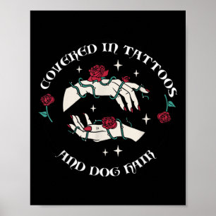 タトゥーと犬の髪のタトゥーに覆われたメンズ ポスター