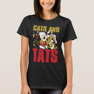 タトゥーと猫のボディタトゥーアーティスト Tシャツ