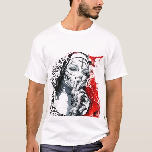 タトゥーの修道女 グラフィティアート Tシャツ (正面)