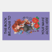 タトゥーの入った赤毛の女性のスリーブ 紫 長方形シール (正面)