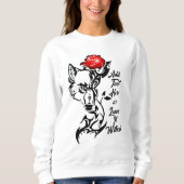 タトゥーの彼女 – ウルフの頭と赤いローズスウェットシャツ スウェットシャツ (正面)