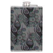 タトゥーの炎と円のパターン+あなたのバックガー。 フラスク (裏面)