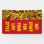 タトゥーの炎と円の赤+あなたのバック。&アイディア 横断幕 (横)