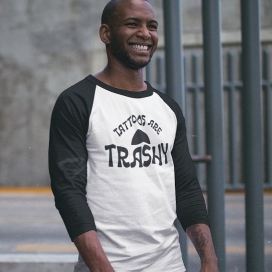 タトゥーはトラッシュ3/4スリーブラグランティー Tシャツ