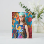タトゥーを入れたゴージャスな女性 ポストカード (スタンド正面)
