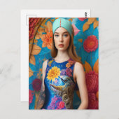 タトゥーを入れたゴージャスな女性 ポストカード (正面/裏面)