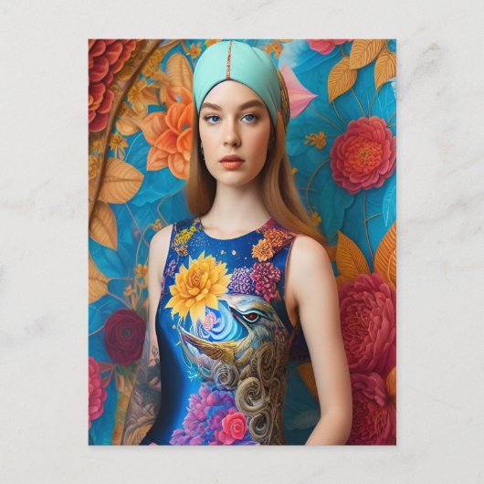 タトゥーを入れたゴージャスな女性 ポストカード (正面)