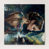 タトゥーを肩に乗せた美しい若い女性。 ジグソーパズル (横)