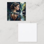 タトゥーを肩に乗せた美しい若い女性。 スクエア名刺 (正面/裏面)