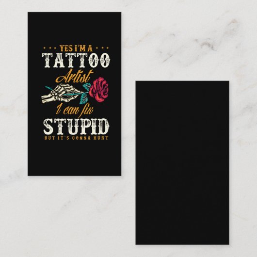 タトゥーアおもしろいーティスト皮肉引用文 名刺 (正面/裏面)