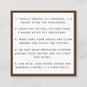 タトゥーアフターケアの指示Inked女の子フレーム スクエア名刺 (裏面)