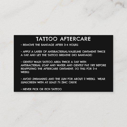 タトゥーアフターケア説明書チョーク 名刺 (裏面)