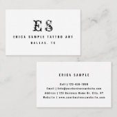 タトゥーアモダンーティストミニマルタイポグラフィモノグラム 名刺 (正面/裏面)