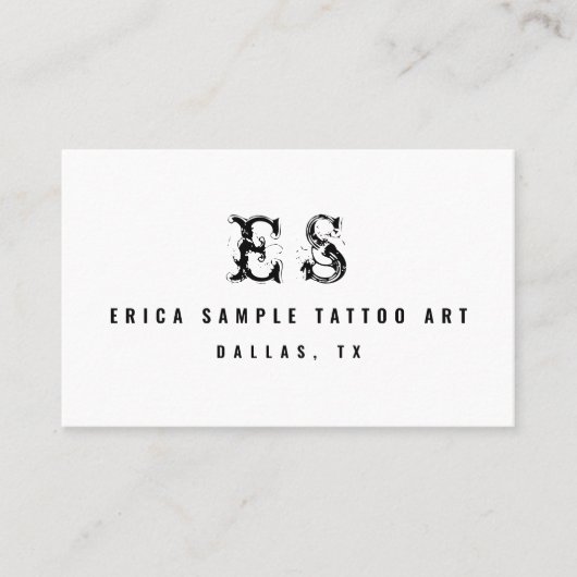 タトゥーアモダンーティストミニマルタイポグラフィモノグラム 名刺 (正面)