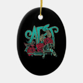 タトゥーアーティストのタトゥーはアートカラーグラフィック セラミックオーナメント (正面)