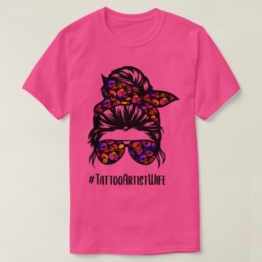 タトゥーアーティストの妻の人生の乱雑な文髪の眼鏡2 Tシャツ (デザイン正面)