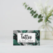 タトゥーアーティストアポイントメントリマインダーシルバーグリーン 名刺 (スタンド正面)