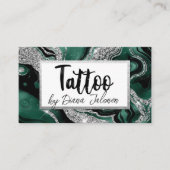 タトゥーアーティストアポイントメントリマインダーシルバーグリーン 名刺 (正面)