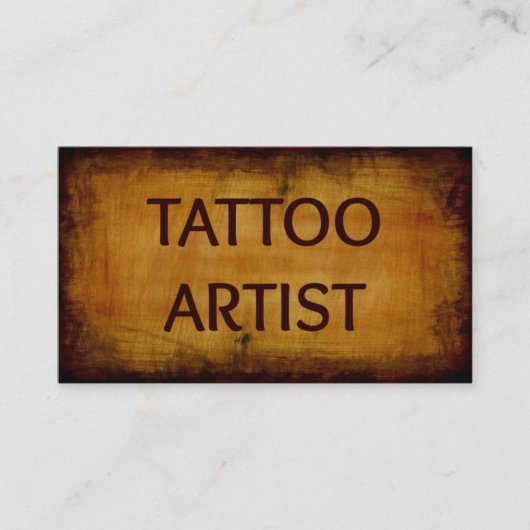 タトゥーアーティストアンティークウッドビジネスカード 名刺 (正面)